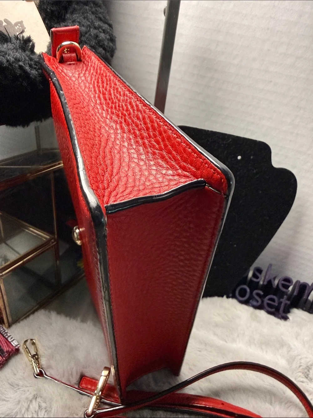 kate spade Red Pebbled Leather Crossbody with Gold Hardware